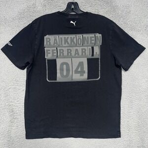 Puma Scuderia Ferrari Kimi Räikkönen T Shirt Men Sz L Black #4 Racing 2-Side Tee